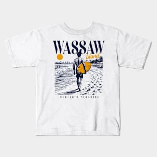 Vintage Surfing Wassaw Island, Georgia // Retro Surfer Sketch // Surfer's Paradise Kids T-Shirt